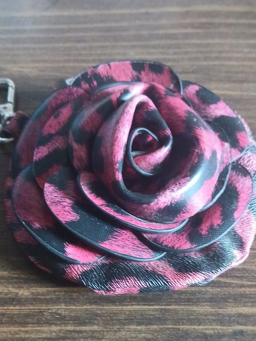 Floral Rose Keychain Charm in Pink and Black ,Bag Charm